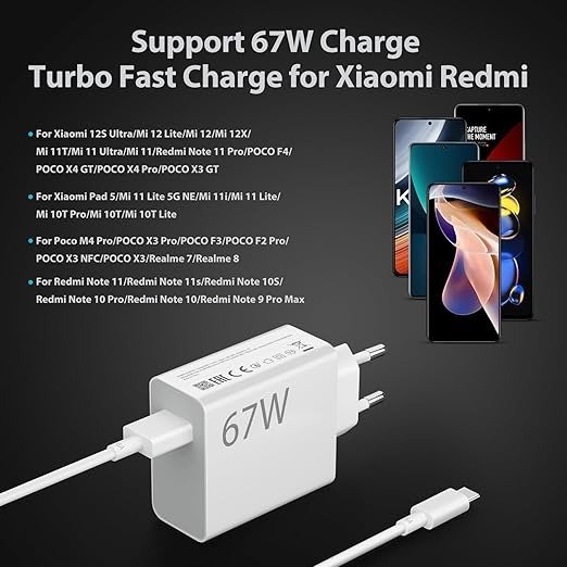 Xiaomi 67W EU Plug QC3.0 Fast Charger with cable